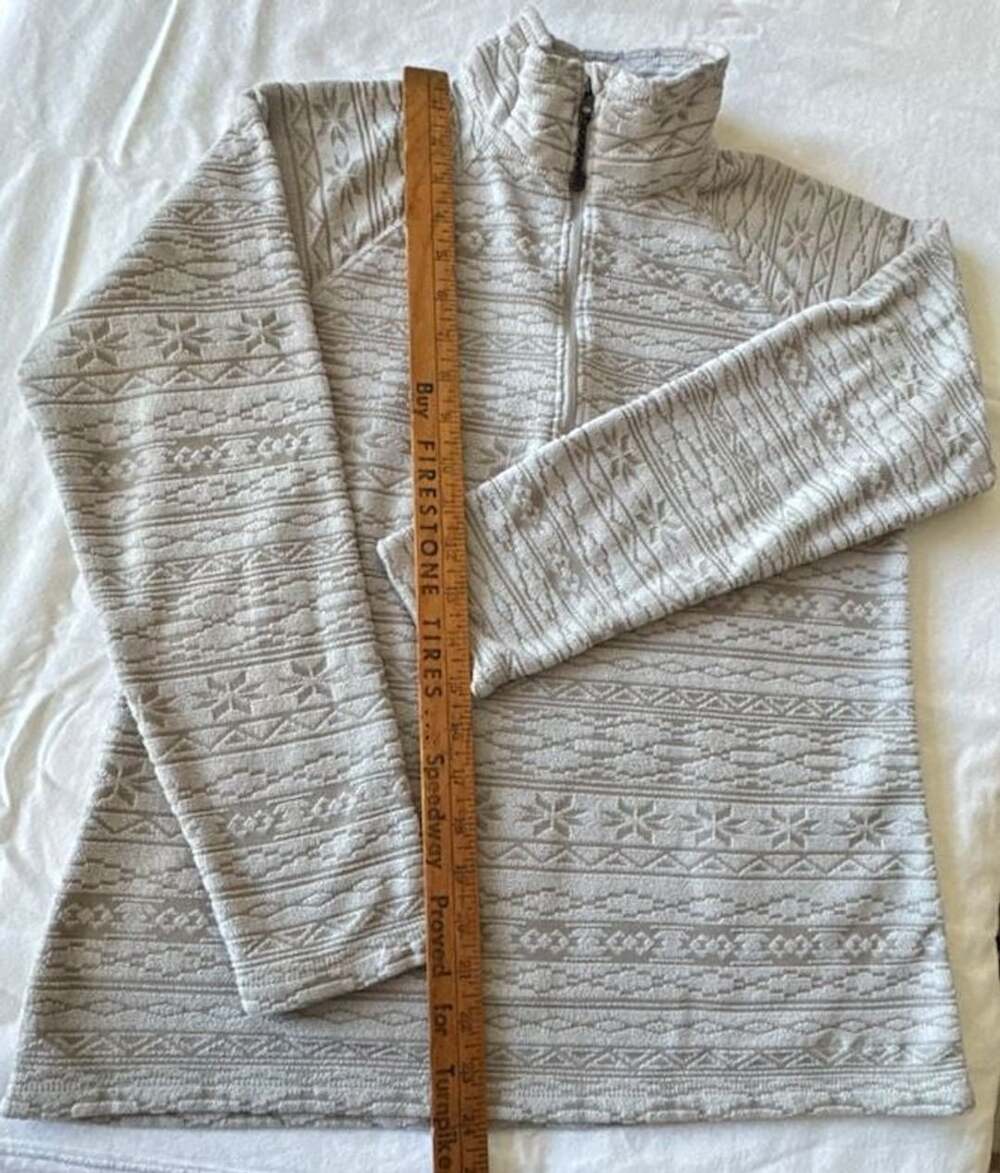 Eddie Bauer Fleece 1/4 Zip Pullover Size PS Gray Textured Nordic